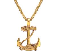 Kette mit Anhänger FIRETTI "Schmuck Geschenk Edelstahl Halsschmuck Halskette Venezianerkette Anker", gold (gelbgoldfarben), Halsketten, Damen, Edelstahl, L: 55 (41909760-0) gelbgoldfarben