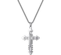 Kette mit Anhänger FIRETTI "Schmuck Geschenk Edelstahl Halsschmuck Halskette Venezianerkette Kreuz", silber (edelstahlfarben), Halsketten, Damen, Edelstahl, L: 60 (74255653-0) edelstahlfarben