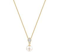 Kette mit Anhänger FIRETTI "Schmuck Geschenk Gold 333 Halsschmuck Halskette Ankerkette Tropfen", gelbgoldfarben, kristallweiß, weiß, Halsketten, Damen, Gelbgold 333 Perlen, L: 45 B: 0,8mm, Gelbgold 33
