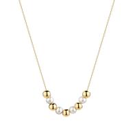 Kette mit Anhänger FIRETTI "Schmuck Geschenk Gold 375 Halsschmuck Halskette Ankerkette Collier", gelbgoldfarben, weiß, Halsketten, Herren, Gelbgold 375 Perlen, L: 45 B: 0,8mm, Gelbgold 375, Perlen, Ke