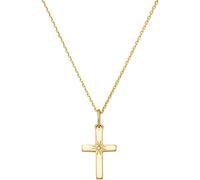 Kette mit Anhänger FIRETTI "Schmuck Geschenk Gold 375 Halsschmuck Halskette Goldkette Kreuz", gold (gelbgoldfarben), Halsketten, Damen, 0,01, Diamanten Gelbgold 375, L: 45 B: 0,9mm, Diamanten, Gelbgol