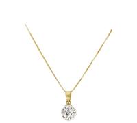 Kette mit Anhänger FIRETTI "Schmuck Geschenk Gold 375 Halsschmuck Halskette Goldkette Venezianer", gelb (gelbgoldfarben, weiß, kristallweiß), Halsketten, Damen, Gelbgold 375, L: 45 B: 0,6mm, mit Krist