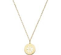 Kette mit Anhänger FIRETTI "Schmuck Geschenk Gold 375 Halsschmuck Halskette Kreis mit Blume", gold (gelbgoldfarben), Halsketten, Damen, Gelbgold 375, L: 42 B: 1mm, B:1mm (86593359-0) gelbgoldfarben