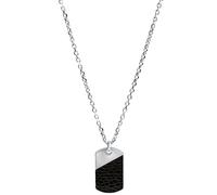 Kette mit Anhänger FIRETTI "Schmuck Geschenk Halskette Dog Tag", schwarz (edelstahlfarben, schwarz), Halsketten, Herren, Edelstahl, L: 55 B: 3mm, B:3mm (11007660-0) edelstahlfarben, schwarz
