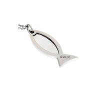 Kette mit Anhänger FIRETTI "Schmuck Geschenk Halskette Fisch - Glaube an Jesus Christus Kugelkette", silber (edelstahlfarben), Halsketten, Damen, Edelstahl, L: 50 (55430900-0) edelstahlfarben