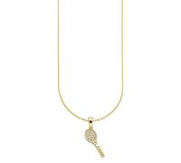 Kette mit Anhänger FIRETTI "Schmuck Geschenk Halskette mit Anhänger Tannisschläger", gelbgoldfarben, kristallweiß, Halsketten, Damen, Silber 925 (Sterlingsilber), L: 45 B: 1mm, mit Zirkonia (synth.), 