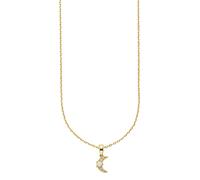 Kette mit Anhänger FIRETTI "Schmuck, Geschenk, Kette gelbgoldfarben vergoldet mit Anhänger Mond", gelbgoldfarben, kristallweiß, natur, Halsketten, Damen, Silber 925 (Sterlingsilber), L: 45 B: 1mm, mit