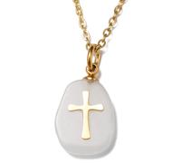 Kette mit Anhänger FIRETTI "Schmuck Geschenk Kreuz", grau (gelbgoldfarben, grau), Halsketten, Damen, Edelstahl, L: 45 B: 2mm, Kette mit Anhänger, Made in Germany - mit Rosenquarz, Quarz oder Amethyst,
