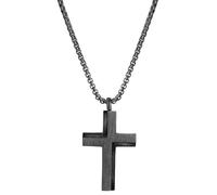 Kette mit Anhänger FIRETTI "Schmuck Geschenk Kreuz", schwarz, Halsketten, Damen, Edelstahl, L: 55 B: 2,3mm, B:2,3mm (62019333-0) schwarz