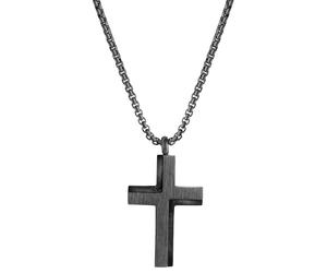 Kette mit Anhänger FIRETTI "Schmuck Geschenk Kreuz", schwarz, Halsketten, Damen, Edelstahl, L: 55 B: 2,3mm, B:2,3mm (62019333-0) schwarz