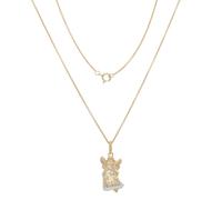 Kette mit Anhänger FIRETTI "Schmuck Geschenk Silber 925 Ankerkette Engel Faith Glaube bicolor", gelbgoldfarben, silberfarben, weiß, Halsketten, Damen, Silber 925 (Sterlingsilber), L: 45 B: 1mm, mit We