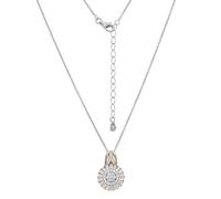 Kette mit Anhänger FIRETTI "Schmuck Geschenk Silber 925 Halskette Ankerkette Blüte bicolor", silberfarben, gelbgoldfarben, kristallweiß, Halsketten, Damen, Silber 925 (Sterlingsilber), L: 50 B: 1,2mm,