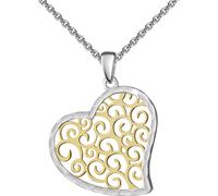 Kette mit Anhänger FIRETTI "Schmuck Geschenk Silber 925 Halsschmuck Ankerkette Anhänger Herz", gold (silberfarben, gelbgoldfarben), Halsketten, Damen, Silber 925 (Sterlingsilber), L: 45 B: 1,1mm, Made