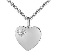 Kette mit Anhänger FIRETTI "Schmuck Geschenk Silber 925 Halsschmuck Ankerkette Anhänger Herz", silber (silberfarben, kristallweiß), Halsketten, Damen, Silber 925 (Sterlingsilber), L: 45 B: 1,1mm, Made