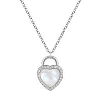 Kette mit Anhänger FIRETTI "Schmuck Geschenk Silber 925 Halsschmuck Ankerkette Anhänger Herz", weiß (silberfarben, kristallweiß, perlmuttfarben), Halsketten, Damen, Silber 925 (Sterlingsilber), L: 45