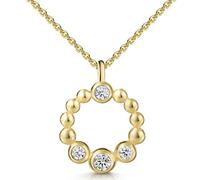 Kette mit Anhänger FIRETTI "Schmuck Geschenk Silber 925 Halsschmuck Ankerkette Kreis rund Kugeln", gelbgoldfarben, kristallweiß, Halsketten, Damen, Silber 925 (Sterlingsilber), L: 45 B: 1,3mm, Made in