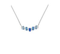 Kette mit Anhänger FIRETTI "Schmuck Geschenk Silber 925 Halsschmuck Halskette Ankerkette", blau (silberfarben, dunkelblau, hellblau, kristallweiß), Halsketten, Damen, Silber 925 (Sterlingsilber), L: 4