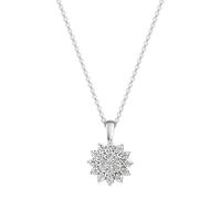 Kette mit Anhänger FIRETTI "Schmuck Geschenk Silber 925 Halsschmuck Halskette Ankerkette Blume", silberfarben, kristallweiß, Halsketten, Damen, Silber 925 (Sterlingsilber), L: 45 B: 1,1mm, mit Zirkoni