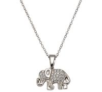 Kette mit Anhänger FIRETTI "Schmuck Geschenk Silber 925 Halsschmuck Halskette Ankerkette Elefant", silber (silberfarben, kristallweiß), Halsketten, Damen, Silber 925 (Sterlingsilber), L: 47, mit Zirko