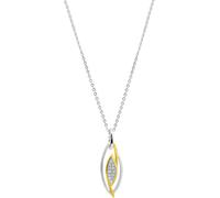 Kette mit Anhänger FIRETTI "Schmuck Geschenk Silber 925 Halsschmuck Halskette Ankerkette", gold (silberfarben, gelbgoldfarben, kristallweiß), Halsketten, Damen, Silber 925 (Sterlingsilber), L: 45 B: 1