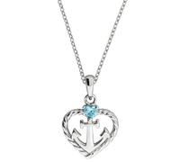 Kette mit Anhänger FIRETTI "Schmuck Geschenk Silber 925 Halsschmuck Halskette Ankerkette Herz", bunt (silberfarben, blau), Halsketten, Damen, Silber 925 (Sterlingsilber), L: 45, mit Zirkonia (synth.)