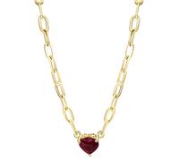 Kette mit Anhänger FIRETTI "Schmuck Geschenk Silber 925 Halsschmuck Halskette Ankerkette Herz", gold (gelbgoldfarben, rot), Halsketten, Damen, Silber 925 (Sterlingsilber), L: 45 B: 3mm, mit Rubin, B:3