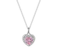 Kette mit Anhänger FIRETTI "Schmuck Geschenk Silber 925 Halsschmuck Halskette Ankerkette Herz", silberfarben, kristallweiß, pink, Halsketten, Damen, Silber 925 (Sterlingsilber), L: 45 B: 1,1mm, mit Zi