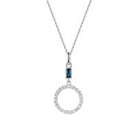 Kette mit Anhänger FIRETTI "Schmuck Geschenk Silber 925 Halsschmuck Halskette Ankerkette Kreis", silberfarben, kristallweiß, blau, Halsketten, Damen, Silber 925 (Sterlingsilber), L: 45 B: 1,1mm, mit Z