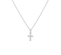 Kette mit Anhänger FIRETTI "Schmuck Geschenk Silber 925 Halsschmuck Halskette Ankerkette Kreuz", bunt (silberfarben, weiß), Halsketten, Damen, Silber 925 (Sterlingsilber), L: 45, mit Zirkonia (synth.)