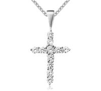 Kette mit Anhänger FIRETTI "Schmuck Geschenk Silber 925 Halsschmuck Halskette Ankerkette Kreuz", bunt (silberfarben, weiß), Halsketten, Damen, Silber 925 (Sterlingsilber), L: 45, mit Zirkonia (synth.)