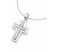 Kette mit Anhänger FIRETTI "Schmuck Geschenk Silber 925 Halsschmuck Halskette Ankerkette Kreuz", silber (silber, 925), Halsketten, Damen, Silber 925 (Sterlingsilber), L: 45, mit Zirkonia (synth.) (871