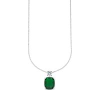Kette mit Anhänger FIRETTI "Schmuck Geschenk Silber 925 Halsschmuck Halskette Ankerkette Oktagon", grün (silberfarben, grün, kristallweiß), Halsketten, Damen, Silber 925 (Sterlingsilber), L: 47 B: 1,1
