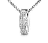 Kette mit Anhänger FIRETTI "Schmuck Geschenk Silber 925 Halsschmuck Halskette Ankerkette", silberfarben, kristallweiß, Halsketten, Damen, Silber 925 (Sterlingsilber), L: 45 B: 1,1mm, Made in Germany -