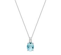 Kette mit Anhänger FIRETTI "Schmuck Geschenk Silber 925 Halsschmuck Halskette Ankerkette", silberfarben, kristallweiß, blau, Halsketten, Damen, Silber 925 (Sterlingsilber), L: 45 B: 1,1mm, mit Zirkoni