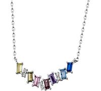 Kette mit Anhänger FIRETTI "Schmuck Geschenk Silber 925 Halsschmuck Halskette Collier Regenbogen", bunt (silberfarben, gelb, braun, rosa, violett, lila, hellblau, dunkelblau, kristallweiß), Halsketten