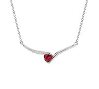 Kette mit Anhänger FIRETTI "Schmuck Geschenk Silber 925 Halsschmuck Halskette Herz", silberfarben, rot, kristallweiß, Halsketten, Damen, Silber 925 (Sterlingsilber), L: 45 B: 1,3mm, mit Rubin (synth.)