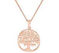 Kette mit Anhänger FIRETTI "Schmuck Geschenk Silber 925 Halsschmuck Halskette Panzerkette Baum", rosa (roségoldfarben), Halsketten, Damen, Silber 925 (Sterlingsilber), L: 45 B: 1mm, B:1mm (16158148-0)