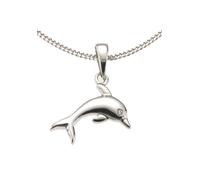 Kette mit Anhänger FIRETTI "Schmuck Geschenk Silber 925 Halsschmuck Halskette Panzerkette Delphin", bunt (silberfarben, weiß), Halsketten, Jungen, Silber 925 (Sterlingsilber), L: 38, mit Zirkonia (syn