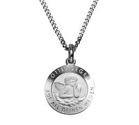 Kette mit Anhänger FIRETTI "Schmuck Geschenk Silber 925 Halsschmuck Halskette Panzerkette Engel", silber (silberfarben), Halsketten, Jungen, Silber 925 (Sterlingsilber), L: 38, Gravur: Gottes Segen au