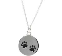 Kette mit Anhänger FIRETTI "Schmuck Geschenk Silber 925 Halsschmuck Halskette runde Platte Pfoten", silber (silberfarben, schwarz), Halsketten, Damen, Silber 925 (Sterlingsilber), L: 45 B: 1,1mm, mit 