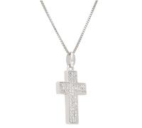 Kette mit Anhänger FIRETTI "Schmuck Geschenk Silber 925 Halsschmuck Halskette Venezianer Kreuz", bunt (silberfarben, weiß), Halsketten, Damen, Silber 925 (Sterlingsilber), L: 45 B: 0,9mm, Kette mit An