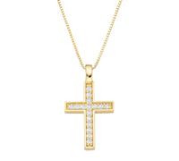 Kette mit Anhänger FIRETTI "Schmuck Geschenk Silber 925 Halsschmuck Halskette Venezianer Kreuz", gold (gelbgoldfarben, kristallweiß), Halsketten, Damen, Silber 925 (Sterlingsilber), L: 45 B: 0,65mm, m