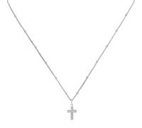 Kette mit Anhänger FIRETTI "Schmuck Geschenk Silber 925 Halsschmuck Panzerkette Kreuz-Anhänger", silberfarben, kristallweiß, Halsketten, Damen, Silber 925 (Sterlingsilber), L: 42 B: 1,1mm, mit Zirkoni