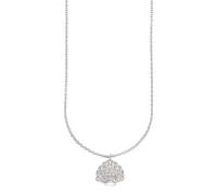 Kette mit Anhänger FIRETTI "Silberkette mit Anhänger im Muschel-Design", weißgoldfarben, kristallweiß, Halsketten, Damen, Silber 925 (Sterlingsilber), L: 45 B: 1mm, mit Zirkonia (synth.), B:1mm (89705