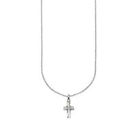 Kette mit Anhänger FIRETTI "Silberkette mit Anhänger Kreuz", weißgoldfarben, Halsketten, Damen, Silber 925 (Sterlingsilber), L: 45 B: 1mm, B:1mm (33223852-0) weißgoldfarben