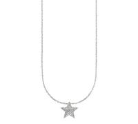 Kette mit Anhänger FIRETTI "Silberkette mit Anhänger Stern", weißgoldfarben, kristallweiß, Halsketten, Damen, Silber 925 (Sterlingsilber), L: 45 B: 1mm, mit Zirkonia (synth.), B:1mm (18652328-0) weißg