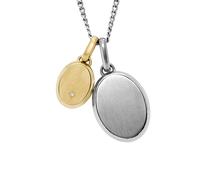 Kette mit Anhänger FOSSIL "Schmuck Geschenk Edelstahl DREW Bicolor", gelb (edelstahlfarben, gelbgoldfarben, kristallweiß), Halsketten, Damen, Edelstahl, L: 56 B: 2mm, mit Glasstein, B:2mm (65557216-0)