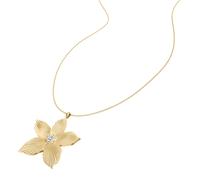 Kette mit Anhänger FOSSIL "Schmuck Geschenk Edelstahl Halskette Blume Sutton", gold (gelbgoldfarben, kristallweiß), Halsketten, Damen, Edelstahl, L: 71 B: 1,5mm, mit Glasstein, B:1,5mm (99309033-0) ge