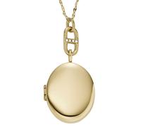 Kette mit Anhänger FOSSIL "Schmuck Geschenk Edelstahl Halskette JEWELRY", gold (gelbgoldfarben, kristallweiß), Halsketten, Damen, Edelstahl, L: 45, mit Glasstein (61793918-0) gelbgoldfarben, kristallw