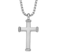 Kette mit Anhänger FOSSIL "Schmuck Geschenk Edelstahl Halskette JEWELRY Kreuz", silber (edelstahlfarben), Halsketten, Damen, Edelstahl, L: 56,5 B: 2mm, B:2mm (51019608-0) edelstahlfarben